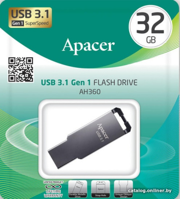 USB Flash Apacer AH360 32GB (черный)  купить в интернет-магазине X-core.by