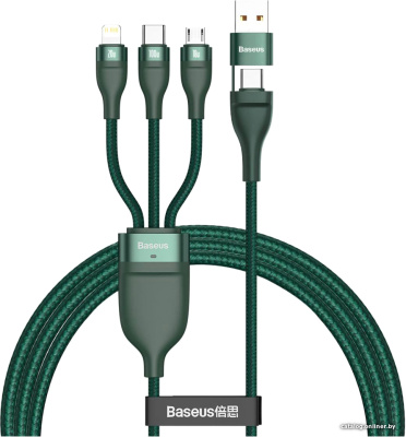 Купить кабель baseus flash series usb type-a/usb type-c - lightning/usb type-c/microusb (1.2 м, зеленый) в интернет-магазине X-core.by