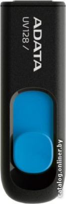 USB Flash A-Data DashDrive UV128 Black/Blue 32GB (AUV128-32G-RBE)  купить в интернет-магазине X-core.by