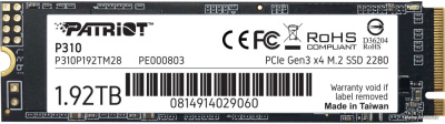 SSD Patriot P310 1.92TB P310P192TM28  купить в интернет-магазине X-core.by