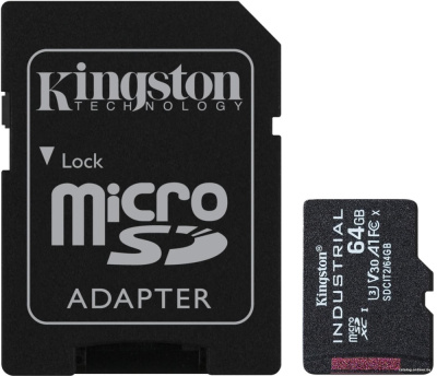 Купить карта памяти kingston industrial microsdhc sdcit2/64gb 64gb (с адаптером) в интернет-магазине X-core.by