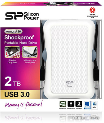 Купить внешний накопитель silicon-power armor a30 2tb white (sp020tbphda30s3w) в интернет-магазине X-core.by