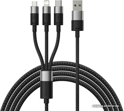 Купить кабель baseus starspeed 1-for-3 fast charging data cable (1.2 м, черный) в интернет-магазине X-core.by