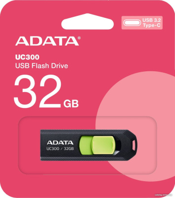 USB Flash ADATA UC300 32GB (черный/зеленый)  купить в интернет-магазине X-core.by