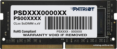 Оперативная память Patriot Signature Line 4GB SODIMM DDR4 PC4-21300 PSD44G266681S  купить в интернет-магазине X-core.by