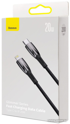 Купить кабель baseus glimmer series usb type-c - lightning (2 м, черный) в интернет-магазине X-core.by