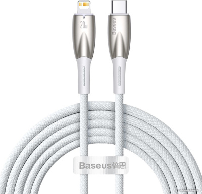 Купить кабель baseus glimmer series fast charging data cable 20w usb type-c - lightning (2 м, белый) в интернет-магазине X-core.by