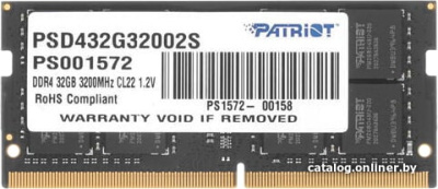 Оперативная память Patriot Signature Line 32GB DDR4 SODIMM PSD432G32002S  купить в интернет-магазине X-core.by