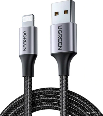 Купить кабель ugreen us199 60156 usb type-a - lightning (1 м, черный/серый) в интернет-магазине X-core.by