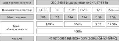 Блок питания AeroCool ECO-400W  купить в интернет-магазине X-core.by