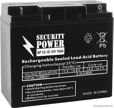 Купить аккумулятор для ибп security power sp 12-18 (12в/18 а·ч) в интернет-магазине X-core.by