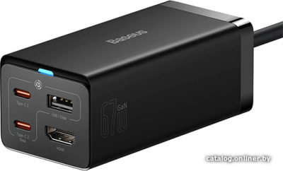 Купить сетевое зарядное baseus gan pro desktop fast charger 67w 1u+2c+hdmi ccgp110201 в интернет-магазине X-core.by