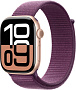 Умные часы Apple Watch Series 10 46 мм (алюминиевый корпус, розовое золото/сливовый, нейлоновый реме