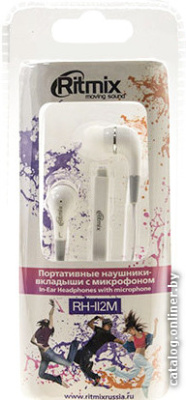 Купить наушники ritmix rh-112m (белый) в интернет-магазине X-core.by