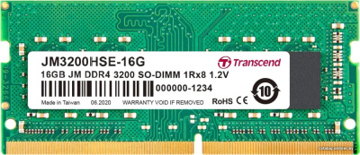 Оперативная память Transcend JetRam 16GB DDR4 SODIMM PC4-25600 JM3200HSE-16G  купить в интернет-магазине X-core.by