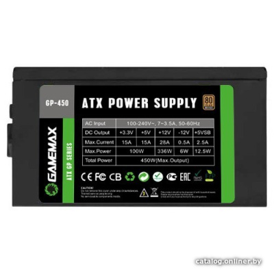 Блок питания GameMax GP-450 (черный)  купить в интернет-магазине X-core.by
