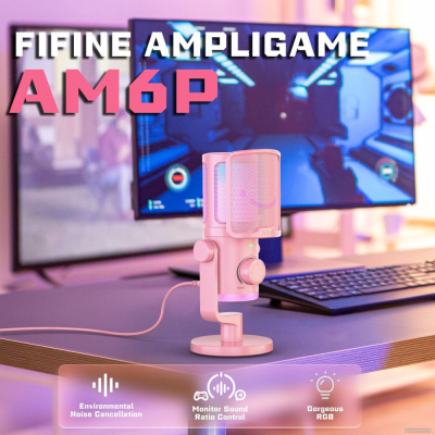 Купить проводной микрофон fifine am6 (розовый) в интернет-магазине X-core.by