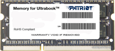 Оперативная память Patriot Memory for Ultrabook 8GB DDR3 SO-DIMM PC3-12800 (PSD38G1600L2S)  купить в интернет-магазине X-core.by