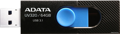 USB Flash A-Data UV320 64GB (черный/голубой)  купить в интернет-магазине X-core.by