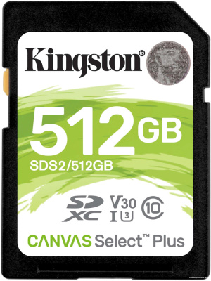 Купить карта памяти kingston canvas select plus sdxc 512gb в интернет-магазине X-core.by