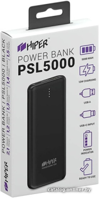Купить портативное зарядное устройство hiper psl5000 (черный) в интернет-магазине X-core.by