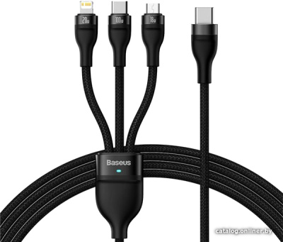 Купить кабель baseus flash series ⅱ usb type-c - lightning/usb type-c/microusb (1.5 м, черный) в интернет-магазине X-core.by