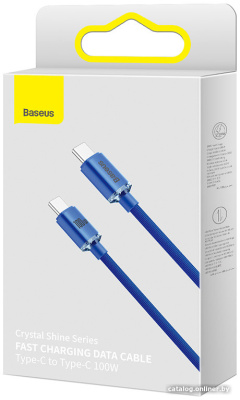 Купить кабель baseus crystal shine usb type-c - usb type-c (2 м , синий) в интернет-магазине X-core.by