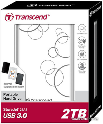 Купить внешний накопитель transcend storejet 25a3 2tb white (ts2tsj25a3w) в интернет-магазине X-core.by