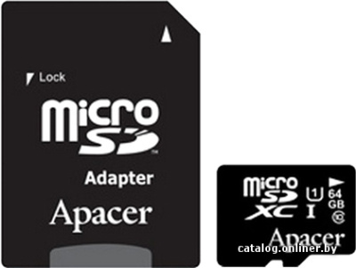 Купить карта памяти apacer microsdxc (class 10) 64gb + адаптер [ap64gmcsx10u1-r] в интернет-магазине X-core.by