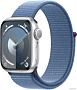 Умные часы Apple Watch Series 9 41 мм (алюминиевый корпус, серебристый/зимний синий, нейлоновый реме