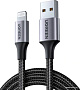 Кабель Ugreen US199 60156 USB Type-A - Lightning (1 м, черный/серый)