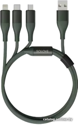 Купить кабель solove dw2 usb type-a - lightning/microusb/usb type-c (1.2 м, зеленый) в интернет-магазине X-core.by