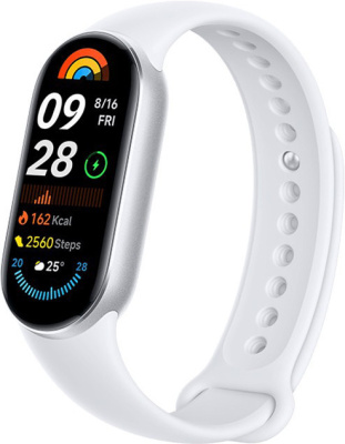 Купить фитнес-браслет xiaomi smart band 9 (серебристый, с белым силиконовым ремешком, международная версия) в интернет-магазине X-core.by